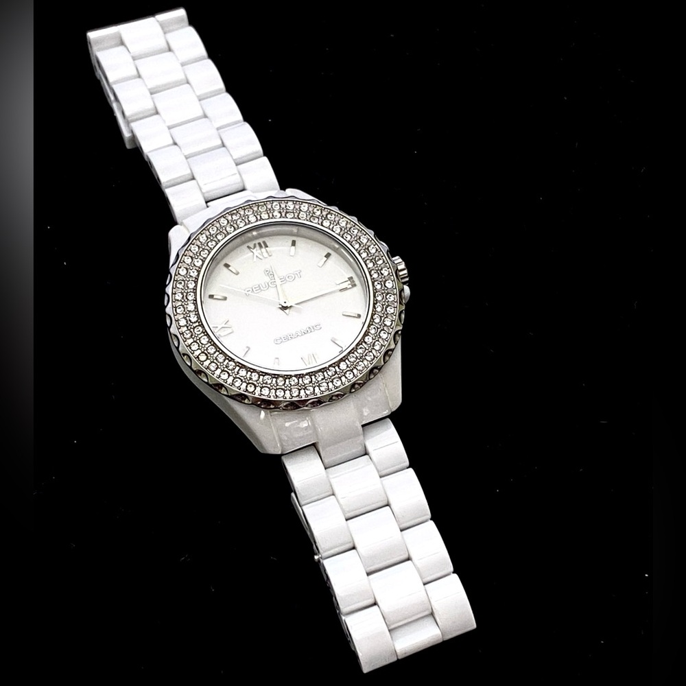 Peugeot Women's White Ceramic Crystal Wrist Watch 36mm